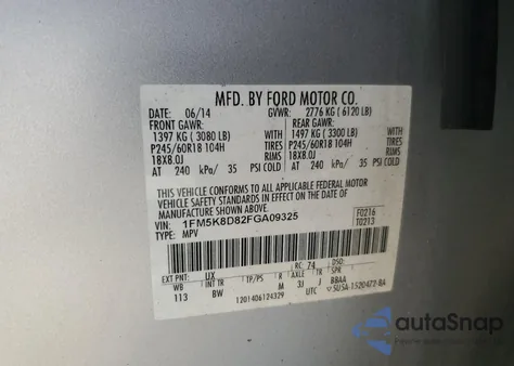 2015 Ford Explorer Xlt from USA, damaged, VIN 1FM5K8D82FGA09325